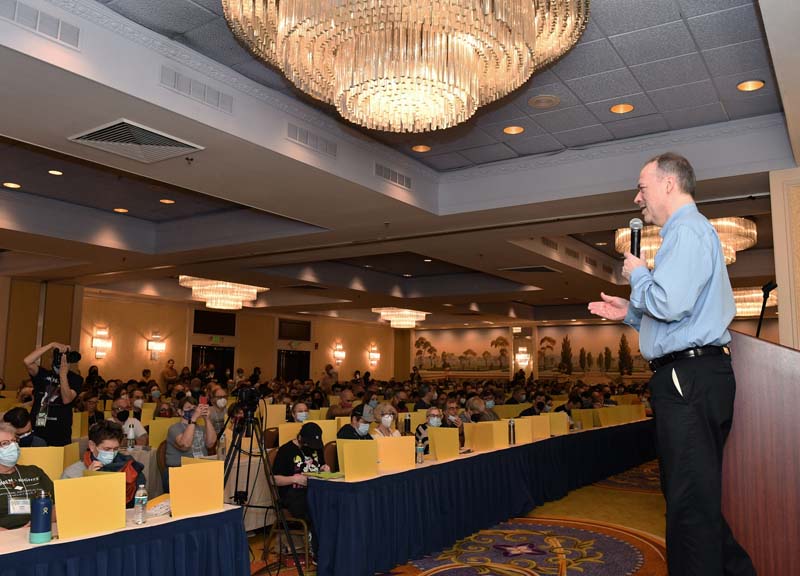 Will Shortz Addressing Saturday Crowd